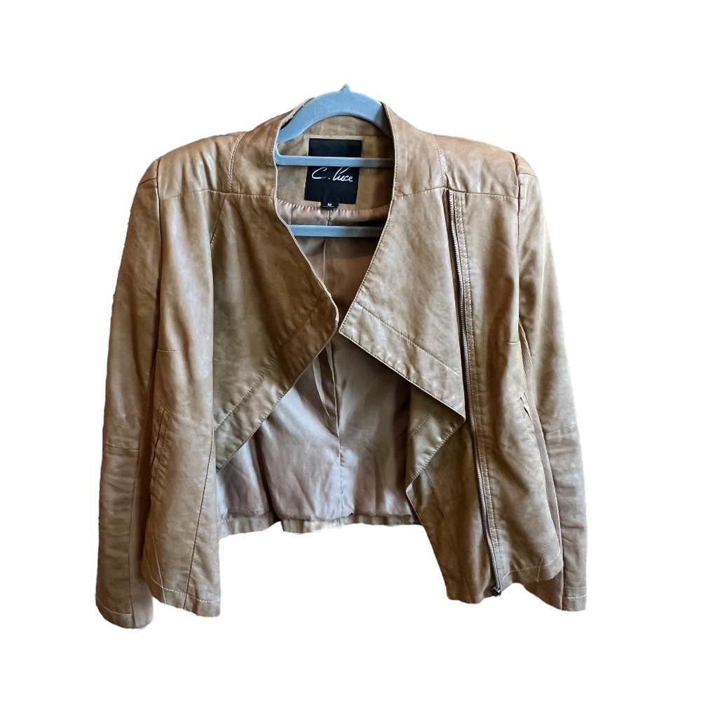 C. Luce Brown Faux Leather Jacket Jacket Womens Size Medium
